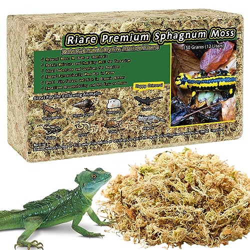 Riare 5.3OZ Premium Sphagnum Moss for Reptiles- 6QT Natural Reptile Moss Dried, Forest Live Moss for Terrarium, Frogs Snake Peat Moss Bedding for Leopard Gecko Turtle Anoles Salamanders Orchids - color: 5.3OZ
