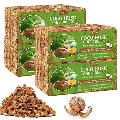 Riare 8 Pack Coco Chips Substrate for Plants- 8.8lb 100% Organic Coconut Husk Brick with Low EC and pH Balanced, High Expansion Coconut Substrate Coco Husk Mulch for Garden Flowers, Herbs, Planting - color: 8 Pack