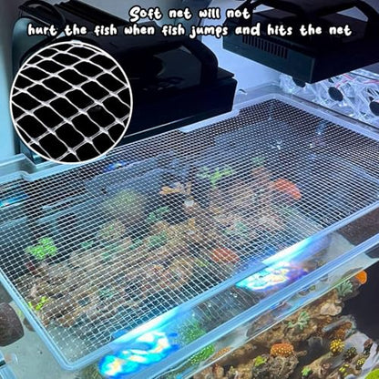 Clear Mesh Netting Material, Aquarium Mesh Lid 3.3 x 5 Feet Fish Tank Cover Screen Hood Net for Fish Tank Lid Aquarium Top Cover