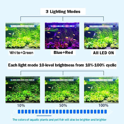 Submersible Aquarium Light Underwater Fish Tank Light with Timer Auto On/Off, LED Aquarium Light Bar 3 Light Modes Dimmer Adjustable Brightness,19.3inch (with Timer&dimmer) - color: 19.3inch (With Timer&dimmer)