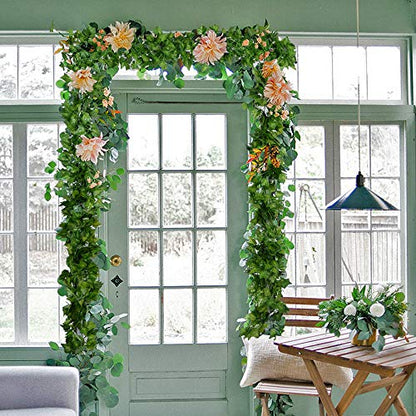 DearHouse 84 Feet 12 Strands Artificial Ivy Leaf Plants Vine Hanging Garland Fake Foliage Flowers Home Kitchen Garden Office Wedding Wall Decor, Green - size: 84 Feet