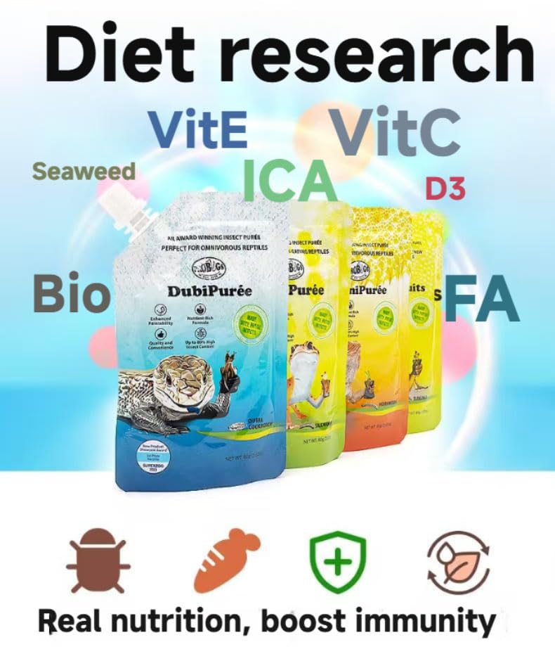 Bearded Dragon Reptile Food, Gecko Gel, Horned Lizard Fruit Puree, Leopard Gecko Food, Blue-Tongued Skink 80g