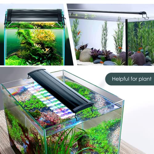 AQQA Aquarium Light,Full Spectrum LED Fish Tank Lights,12"-54" Adjustable Multi-Color White Blue Red Green LEDs with Extendable Brackets,14W-31W for Freshwater Plants (23W (24"-32")) - size: 23W (24"-32")