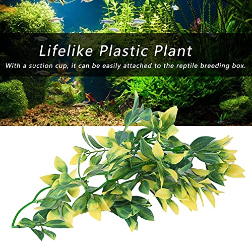 BORDSTRACT Artificial Reptile Plant, Lifelike Plastic Hanging Leaves Decoration with Suction Cup for Terrarium Fish and Reptile Habitats (T-153E2) - size: T-153E2