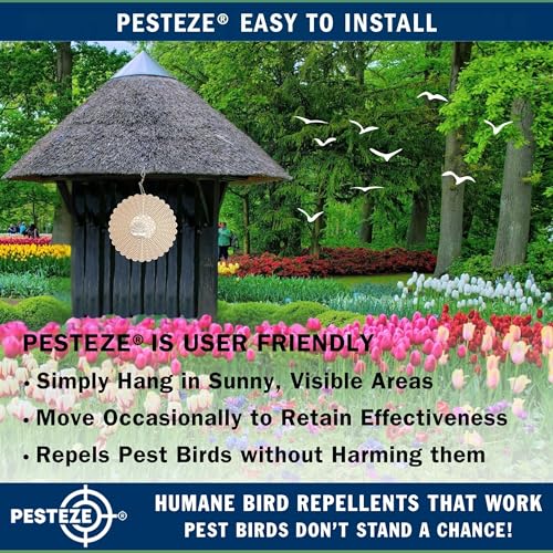 PESTEZE USA Premium Tree of Life Wind Spinner – 6x9’’ Stainless Steel Reflective 3D Hanging Outdoor Spinner for Bird Deterrent, Garden & Yard Metal Ornament | Durable, Decorative & Humane Pest Control