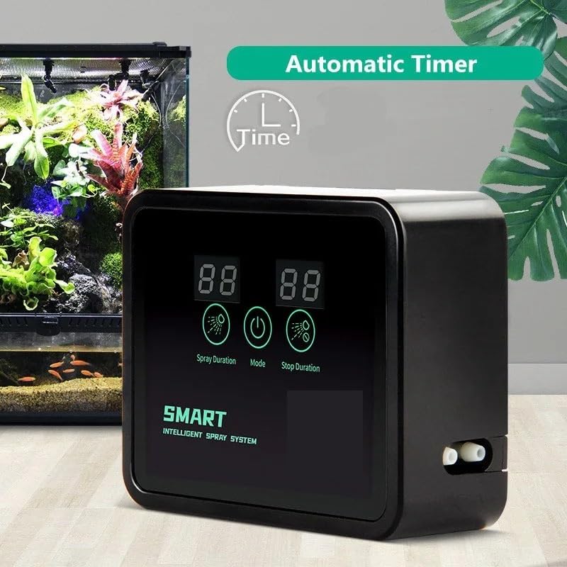 Smart Reptile Terrariums Humidifiers Automatic Reptile Misting System Kit with Timer Nozzles for Rainforest Plants Amphibian(with Box-EU Plug) - color: With Box-eu Plug