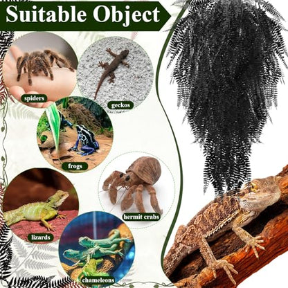 Suncalla 8 Pack Reptile Plants Terrarium Hanging Plant Vine Boston Climbing Terrarium Plant with Suction Cup for Bearded Dragons Lizard Crested Gecko Snake Crab Tank(Vivid Series,3 Colors) - style: Vivid Series
