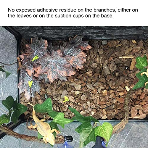 Reptile Corner Branch Terrarium Plant Decoration with Suction Cups Artificial Plastic Plant for Amphibian Lizard Snake Climbing