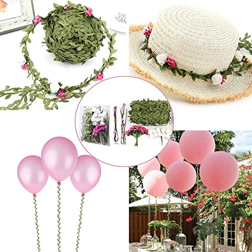 66 ft Leaf Ribbon, Artificial Eucalyptus Garland Rattan Leaf String, Decorative Jungle Wild Green Plant Leaves for Baby Shower Home Wedding Party Spring Decor Balloon Garland Wreaths DIY Craft - size: Small 66 ft