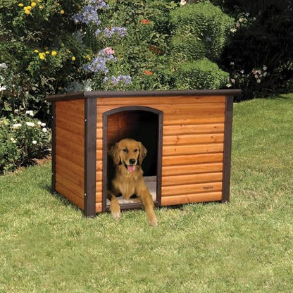 Precision Pet Outback Log Cabin Dog House, Large/45-1/2 x 33 x 33", Model Number: 7027003 - color: Walnut/Dark Brown, size: Large, style: Outdoor Log Cabin
