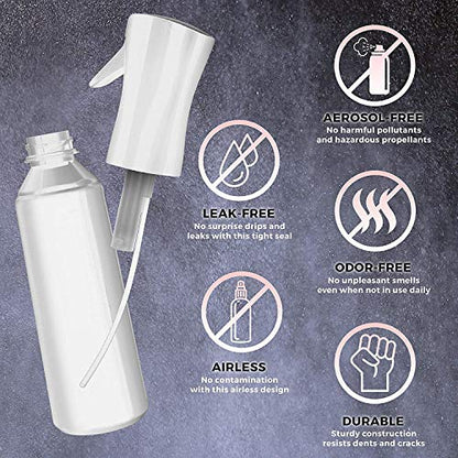 Hair Spray Bottle Continuous Water Mister Bottle Empty Ultra Fine for Hair Styling, Pets, Plants, Cleaning, Misting & Skin Care, Salons, for Taming Hair in Morning, Curly Hair, Essential Oil - color: White