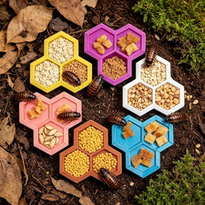 Dubia Roach Large Feeder Bowl, 6 PCS Isopod Food Dish, 3 in 1 Colorful Feeding Water Dish for Live Roach, Isopod, Springtails & Dwarf Invertebrates - color: 6 PCS Dubia Feeding Dish