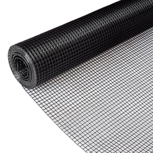 Black Vinyl Coated Hardware Cloth for Chicken Wire Fencing-1/4in Mesh AWG 21 Gauge 24in x 50ft Galvanized Welded Wire Mesh Roll-Poultry Cage, Rabbit Protection, Snake Proof, DIY Projects - color: Black, size: 1/4" 24" x 50' (AWG 21Ga)