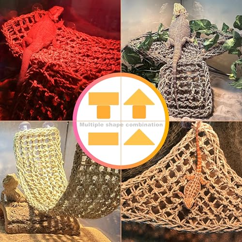 Bearded Dragon Hammock Lizard Tank Accessories Reptile Lounger Amphibian Habitat Décor for Chameleon, Geckos, Snakes, Hermit Crab, Lguana Reptiles, Tortoises - size: 22"T+8"