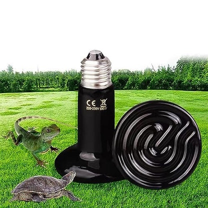 Ceramic Heat Emitter Infrared Reptile Heat Emitter,Reptile Heat Lamp Bulb for Turtle,Snake,Chicken and Birds(100W)