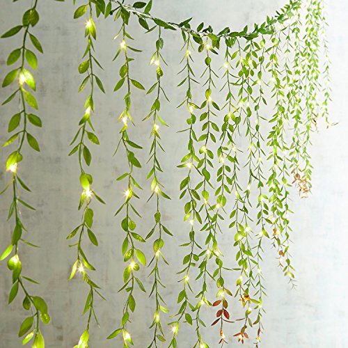 Lvydec 12pcs Artificial Vines Fake Greenery Garland Willow Leaves with Total 60 Stems Hanging for Wedding Party Backdrop Wall Decoration