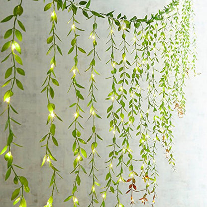 Lvydec 12pcs Artificial Vines Fake Greenery Garland Willow Leaves with Total 60 Stems Hanging for Wedding Party Backdrop Wall Decoration