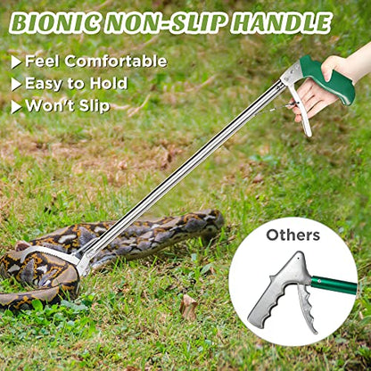 HOMEYA 47 Inch Extra Heavy Duty Snake Tongs, Standard Reptile Snake Grabber Tool, Professional Rattle Snake Catcher Tool Wide Jaw Handling Tool with Lock, Non-Slip Grip Handle - size: 47 Inch