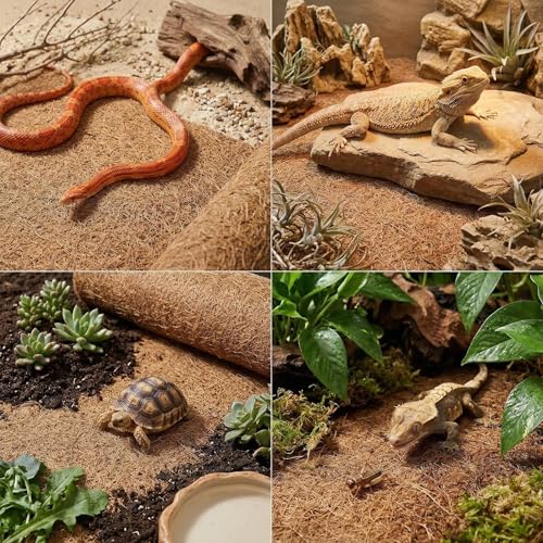 Reptile Carpet 30"x12" 2 PCS Coconut Fiber Mat for 20 Gallon Reptile Tank,Tortoise Habitat Bedding Liner for Snake,Turtle,Lizard,Bearded Dragon,Gecko Cage Accessories