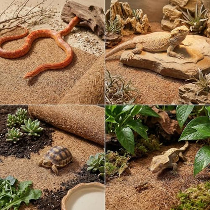 Reptile Carpet 30"x12" 2 PCS Coconut Fiber Mat for 20 Gallon Reptile Tank,Tortoise Habitat Bedding Liner for Snake,Turtle,Lizard,Bearded Dragon,Gecko Cage Accessories