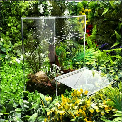 Acrylic Tarantula Enclosure Jumping Spider Enclosure with Front Opening Door 7.8 * 5.3 * 10 Inches Micro Habitat Terrarium for Small Tree Dwelling Reptiles, Spiders & Invertebrates - size: Medium