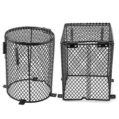 Square Reptile Heater Guard – Durable Metal Mesh Lamp Cover for Ceramic Bulbs, Anti-Scald Heat Lamp Light Cage Protector for Reptile Turtle Snakes Lizards Frogs(5.1 * 6.5inch)