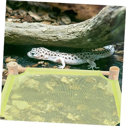 BESPORTBLE Bearded Dragon Swing Hammock Large Lizard Swing Bed Wooden Reptile Bed for Basking Creative Reptile Hammock