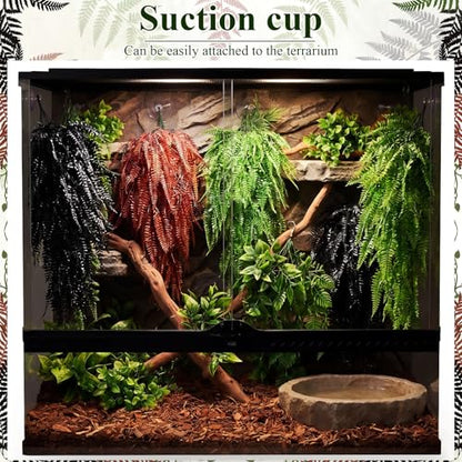 Suncalla 8 Pack Reptile Plants Terrarium Hanging Plant Vine Boston Climbing Terrarium Plant with Suction Cup for Bearded Dragons Lizard Crested Gecko Snake Crab Tank(Vivid Series,3 Colors) - style: Vivid Series