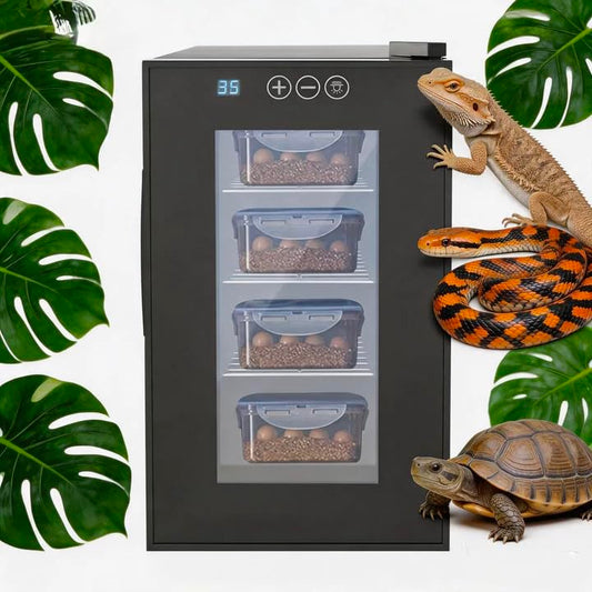 Reptile Incubator, 23L Digital Scientific Lab Incubator, Low Noise Reptile Egg Hatchery with LED Display 50-104°F Adjustable Temp. 3 Removable Shelves Work for Small Reptiles