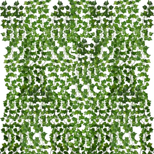 72 Leaves Artificial Ivy Vine, 30 Pack 7.2Ft Fake Hanging Plants for Indoor Outdoor Wall Decor, Nearly Realistic Greenery for Wedding Party Porch Garden Patio Balcony Room Home Decoration