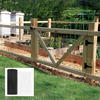 Black Vinyl Coated Hardware Cloth for Chicken Wire Fencing-1/4in Mesh AWG 21 Gauge 24in x 50ft Galvanized Welded Wire Mesh Roll-Poultry Cage, Rabbit Protection, Snake Proof, DIY Projects - color: Black, size: 1/4" 24" x 50' (AWG 21Ga)
