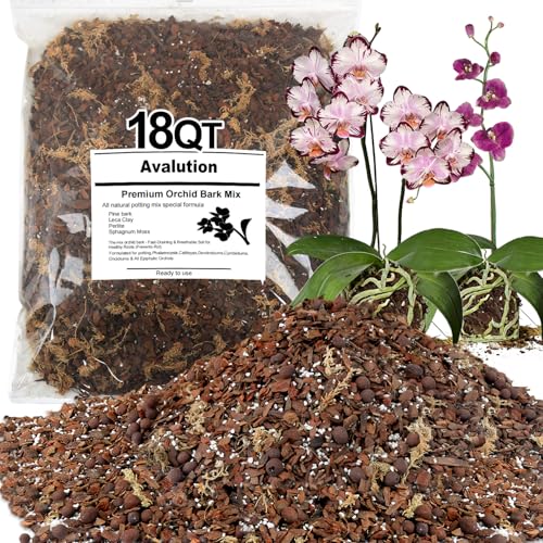 Orchid Bark Potting Mix 18 Quart, Mix Pine Bark,Perlite, Sphagnum Moss and Clay Pebbles for Plants, Orchid Garden Soil for Potting,Repotting - color: Orchid Bark Mix, size: 18QT