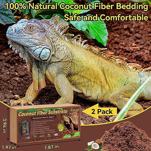 Legigo 2 Pack Coconut Fiber Substrate, Natural Coco Coir Bedding for Reptiles Turtles, Tortoises, Snake, Hermit Crab, Gecko, Lizard, Bioactive Terrarium Soil for Humidity Control and Plant Substrate - color: 2 Pack