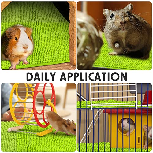 Amylove 4 Pcs Guinea Pig Cage Liner 16 x 24 Inch Washable Chenille Pee Pads Pet Dog Cat Bedding Training Mat Reusable for Small Animals Puppy Bunny Hamster Chinchilla - color: Green, size: 16 x 24 Inch, style: Low Pile Chenille