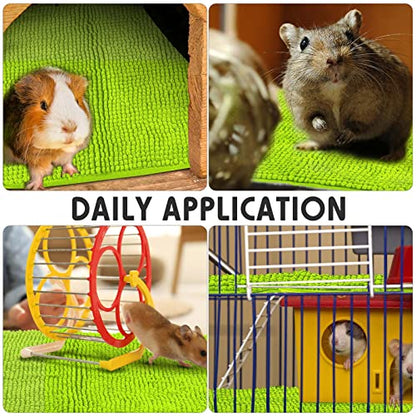 Amylove 4 Pcs Guinea Pig Cage Liner 16 x 24 Inch Washable Chenille Pee Pads Pet Dog Cat Bedding Training Mat Reusable for Small Animals Puppy Bunny Hamster Chinchilla - color: Green, size: 16 x 24 Inch, style: Low Pile Chenille