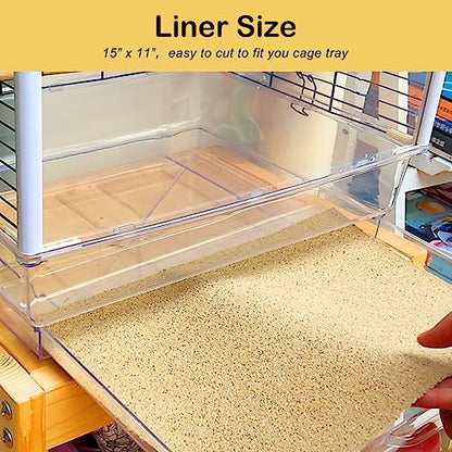 S&X Bird Cage Liners 15 x 11in, 30-Pack, Disposable Gravel Paper Sheets | Thick, flat gravel paper eases cage cleanup – gritty surface helps trim claws & beaks – pre-cut to fit common cage trays - size: 15" x 11" - 30PCS