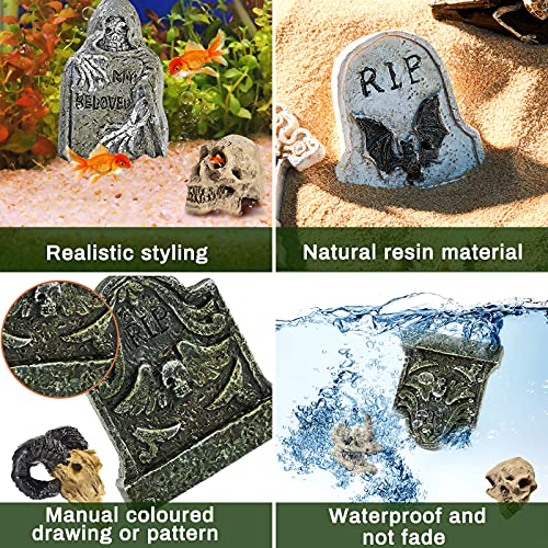 Yookeer Gothic Fish Tank Decor Gothic Ornaments Aquarium Decor Terrarium Aquarium Skull Miniatures Resin for Village Accessories Collections Set Fish Tank Reptile House Cave