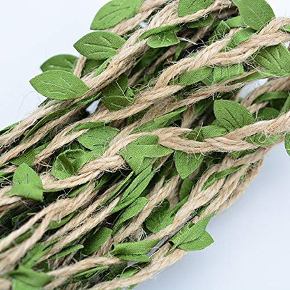Artificial Vine Natural Hemp Rope Burlap Leaf Ribbon for Jungle Safari Birthday Party Decorations (66FT) - size: 66FT