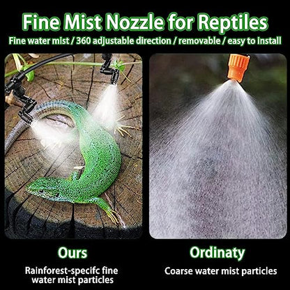 Reptile Mister Nozzles - T Double Misting Assembly, 1/4'' Misting Nozzles for Terrarium, Paludarium, Vivarium, Plants, Amphibians, and Reptile Tanks - size: Double Nozzle