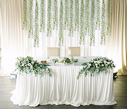 Lvydec 12pcs Artificial Vines Fake Greenery Garland Willow Leaves with Total 60 Stems Hanging for Wedding Party Backdrop Wall Decoration