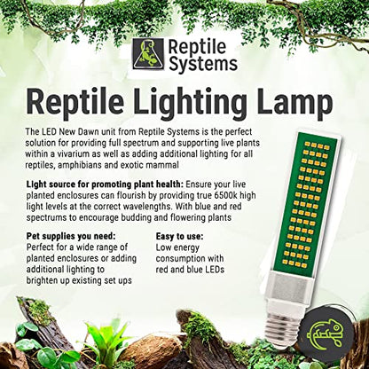 Reptile Systems New Dawn LED Compact – Balanced 6500K 13w Light for Enclosure Illumination – Compact Fixture for Terrariums & Vivariums – Enhances Clarity & Display - size: 13 Watts
