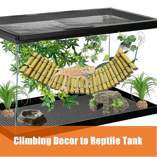 Bearded Dragon Tank Accessories, Reptile Climbing Hammock Bridge, Lizard Lounger Bamboo Ladder, Reptile Tank Accessories for Habitat, 18 x6 in - size: 18 x6 in