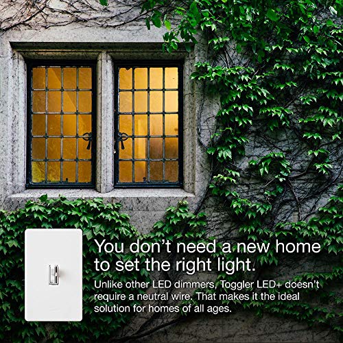 Lutron Ariadni/Toggler LED+ Dimmer Light Switch for Dimmable LED, Halogen and Incandescent Dimmer Switch, 150W, Single-Pole/3-Way, AYCL-153P-LA, Light Almond - color: Light Almond, size: 1 Pack