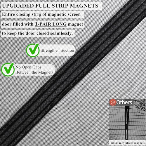 Magnetic Screen Door Upgraded-Model Full Strip Magnets,Fiberglass Heavy Duty Mesh,Retractable Door Screen Magnetic Closure for Single Front Sliding Door - size: Fit Door Size To 38" x 82"
