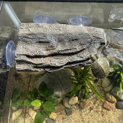 ZENFUN Turtle Basking Platform, Tank Aquarium Tortoise Climbing Platform with 3 Suction Cups, Simulation Rock Resting Terrace, Turtle Tank Accessories for Baby Tortoise, Terrapins, Frogs