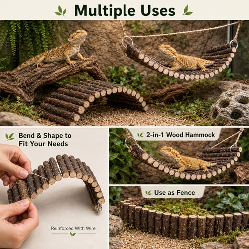 RUNANIA Bearded Dragon Tank Accessories, 10 PCS Reptile Hammock Plants Bridge Jungle Climber Vines for Snakes Bearded Dragon Chameleon Gecko Lizard - color: 10 Pcs