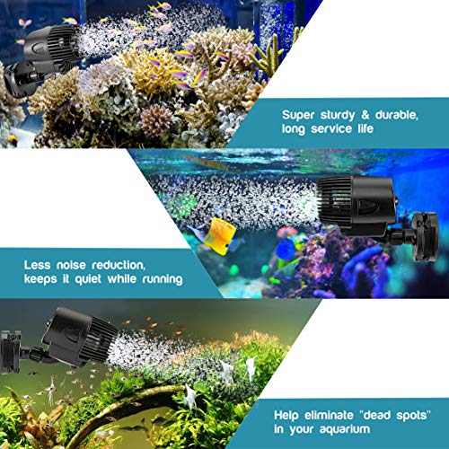 AQQA Wave Maker Pump, 2100GPH Aquarium Circulation Pump 360 Degree Rotatable Submersible Powerhead Pump with Magnet Suction Base for Marine and Freshwater Aquariums (15W) - size: 15W