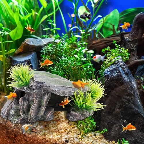 KOOBOOK 1Pcs Creative Resin Rock Cave for Aquarium Decor Amphibians Spiders Frogs Funny Hiding Spot in Fish Tank Reptile Simulation Rock Cave Terrarium Turtle Hideout