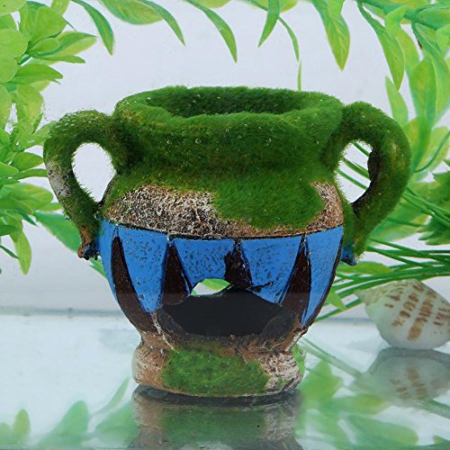 Yosoo Aquarium Decoration Fish Hide Ancient Vase Cave Reptile Habitat Resin Ornament Jar Decor