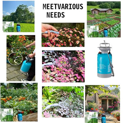Upgraded Reinforced 1.3 Gallon Pump Pressure Sprayer-Watering for Plants, Weeds Control, Lawn Care with Adjustable Nozzles &Comfort Strap